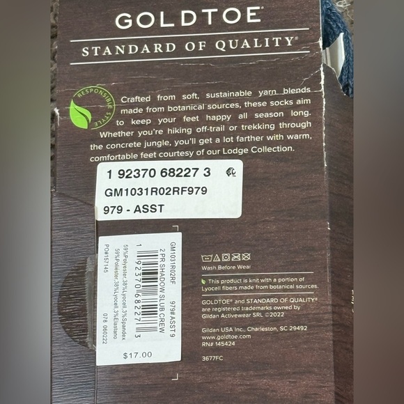 Gold Toe 2 pairs shadow slub crew eco soft blended yarn Lyocell Mens size 6-12.5 - Picture 5 of 6